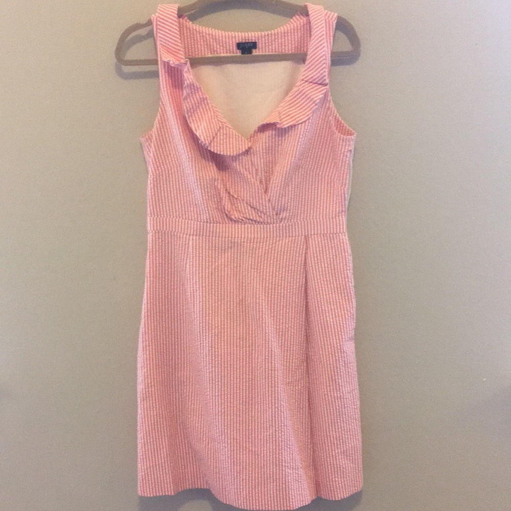 Pink and cream striped dress Jcrew